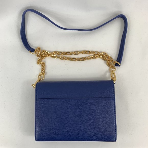 Tory Burch Britten Chain Wallet in Fresh Blueberry - Picture 2 of 8